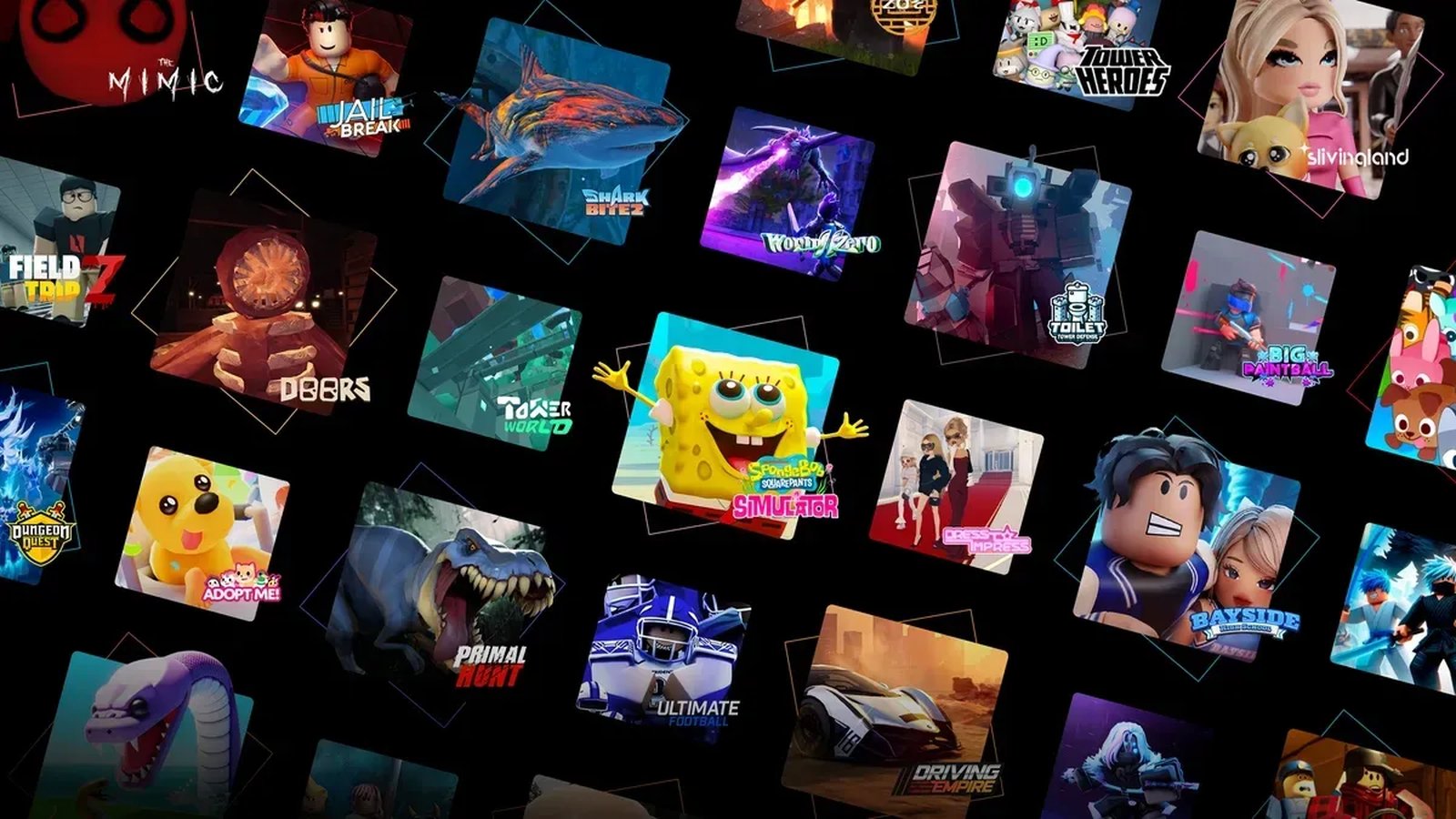 Collage of Roblox experiences featured across the event