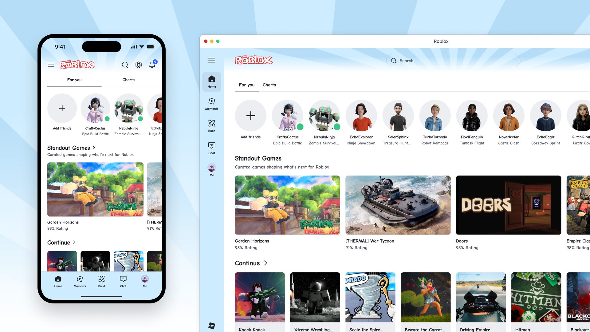 Roblox app home screen shown in the classic anniversary theme